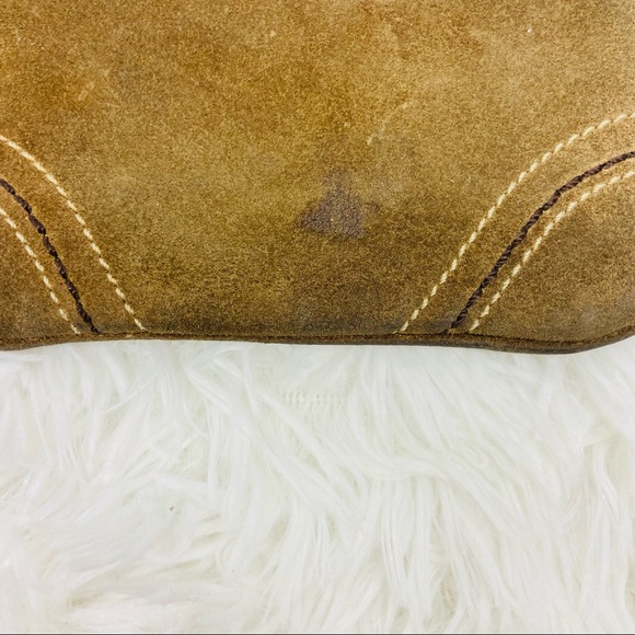 COACH brown suede leather small clutch wrist wallet - Picture 5 of 14